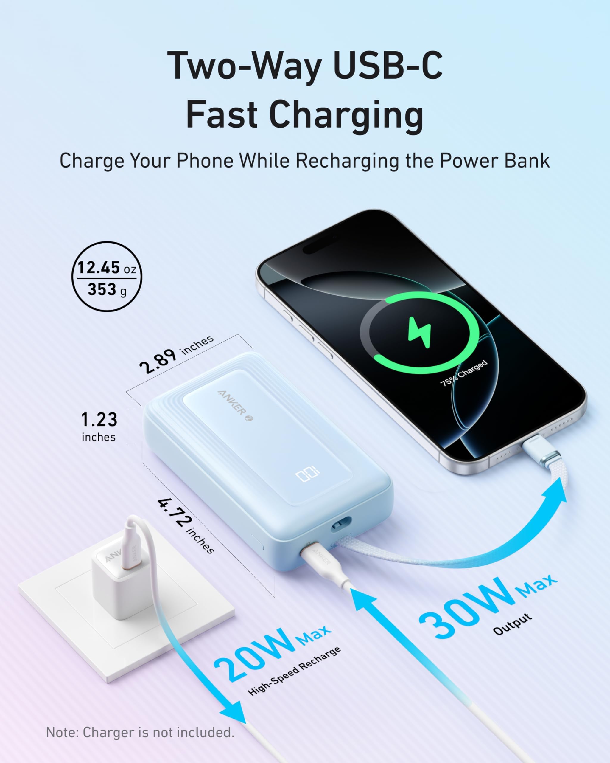 Anker Zolo cargando un iPhone demostrando carga rápida 30W