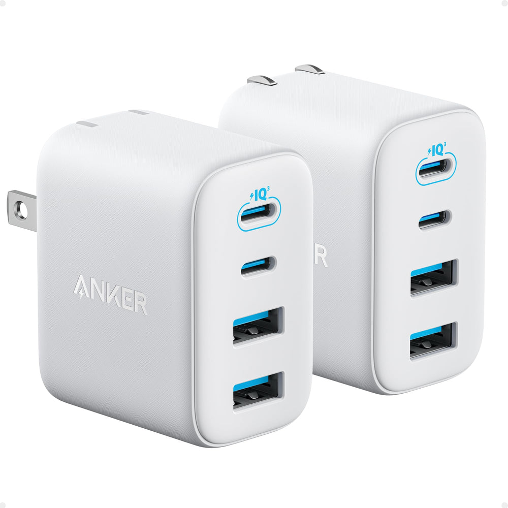 Anker Zolo front packaging showing compact four-port charger and two-pack benefit