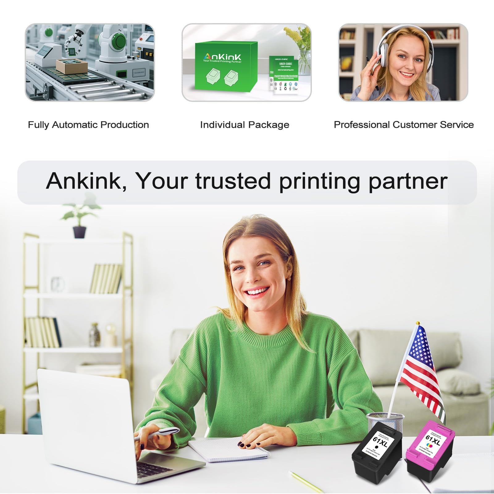 Ankink impresión de texto nítido demostrando calidad de tinta