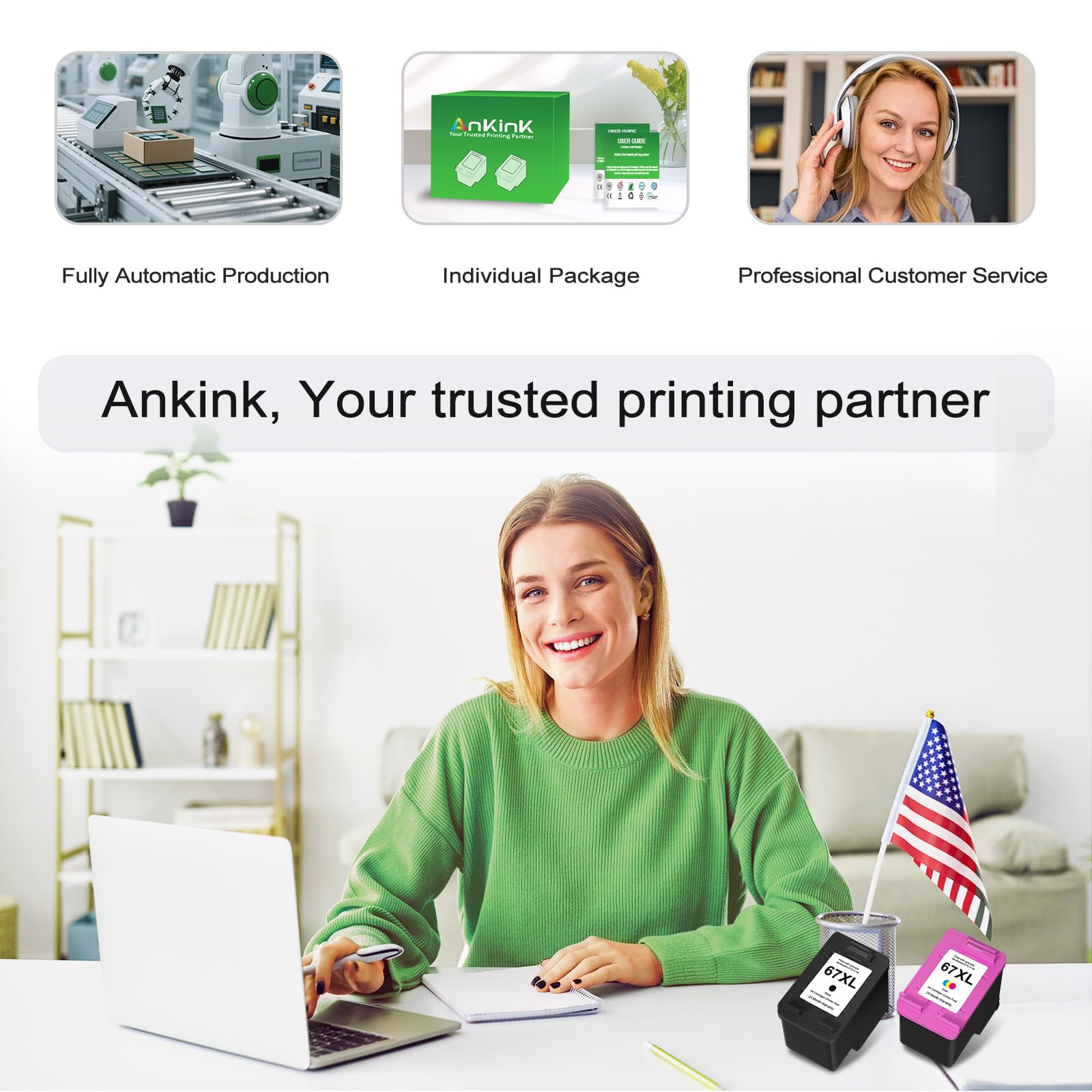 Comparación de tamaño Ankink 67XL en mano para referencia escala