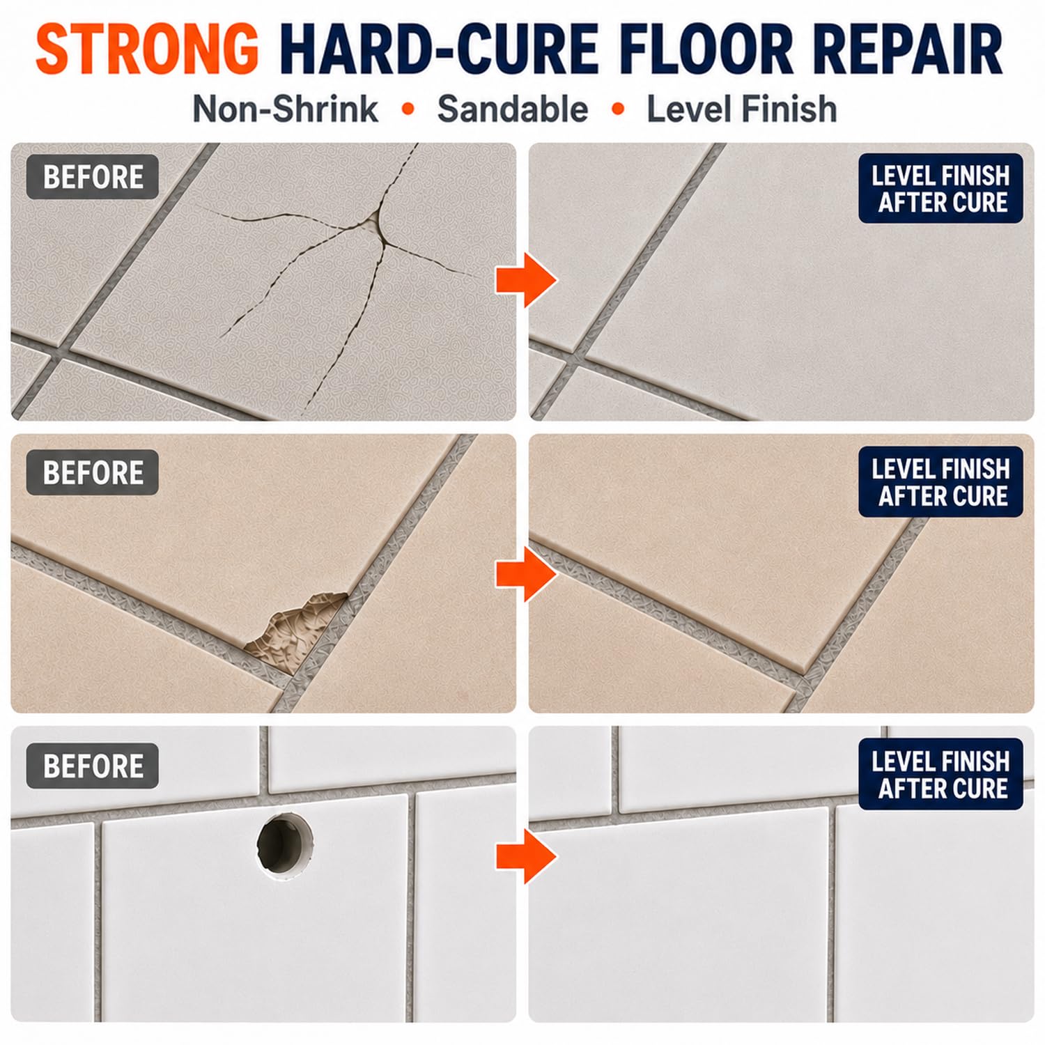 Ankita comparativa antes y después de un azulejo reparado, aspecto renovado