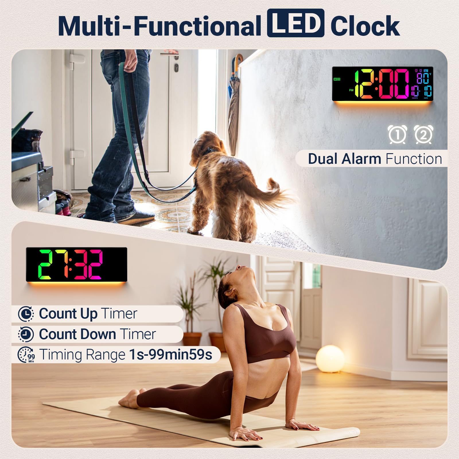 ANSOPER remote control in hand adjusting colors and alarms with convenience