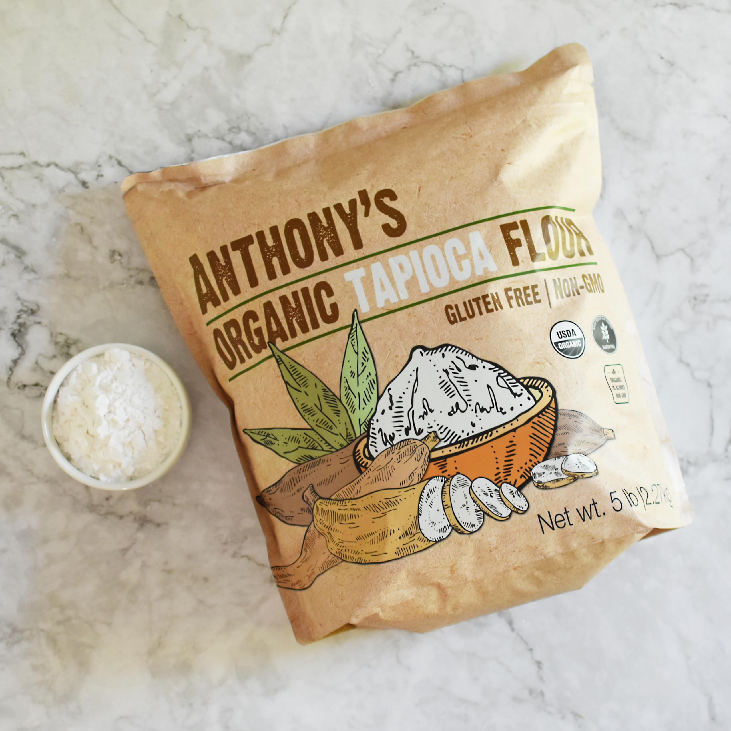 Anthony's etiqueta orgánica y detalles Non‑GMO en el envase legible