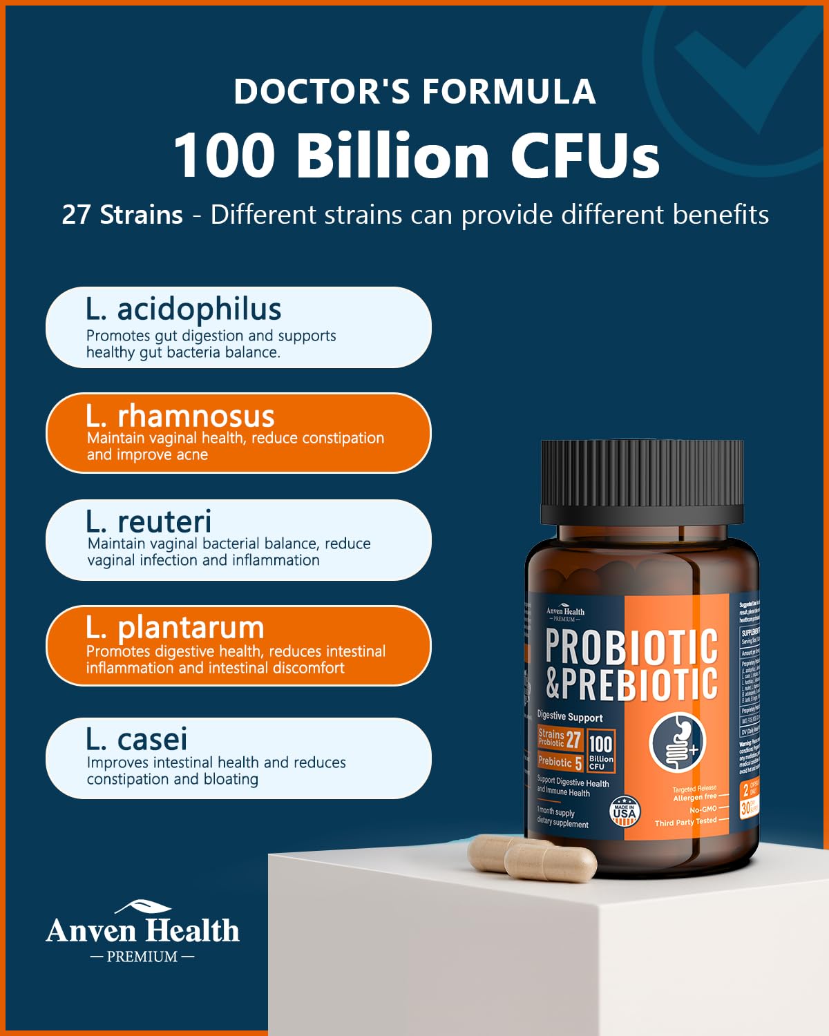 Visual of prebiotic ingredients representing Anven Health five-prebiotic blend