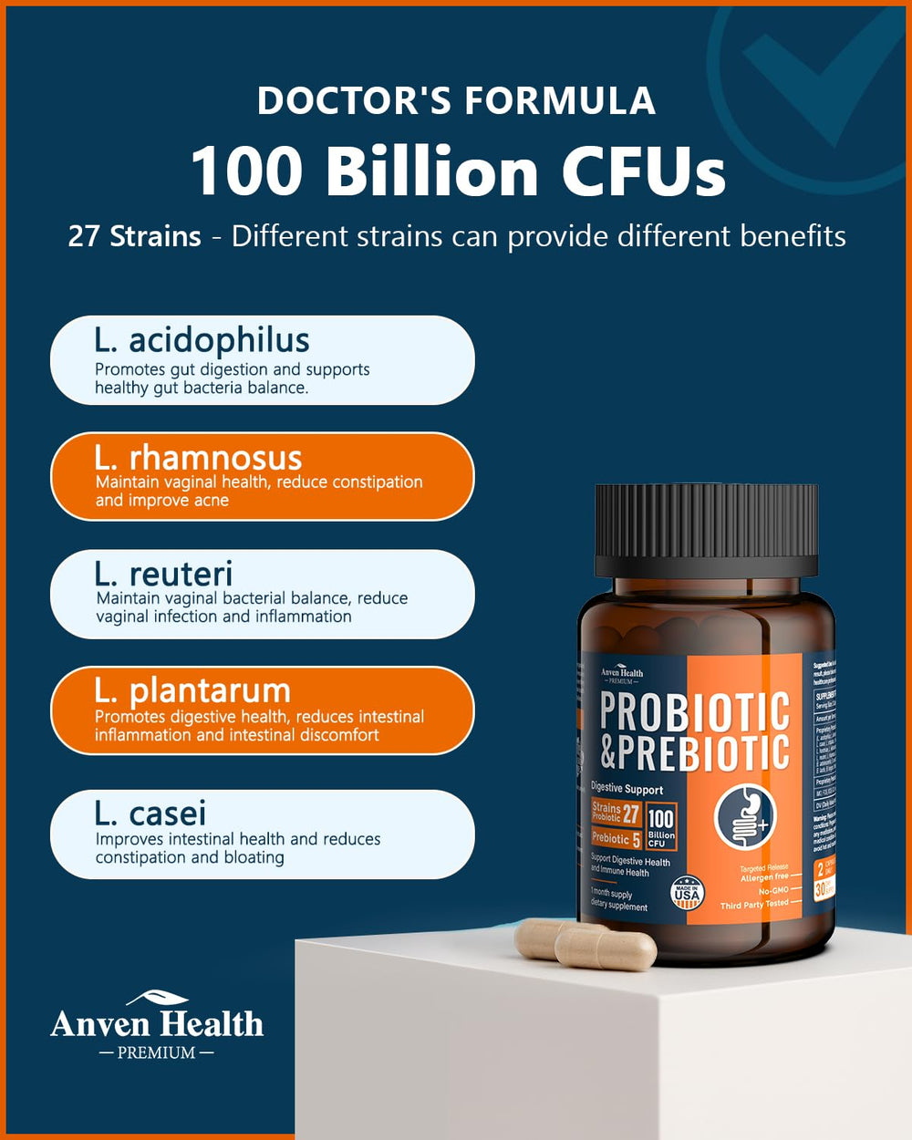 Visual of prebiotic ingredients representing Anven Health five-prebiotic blend