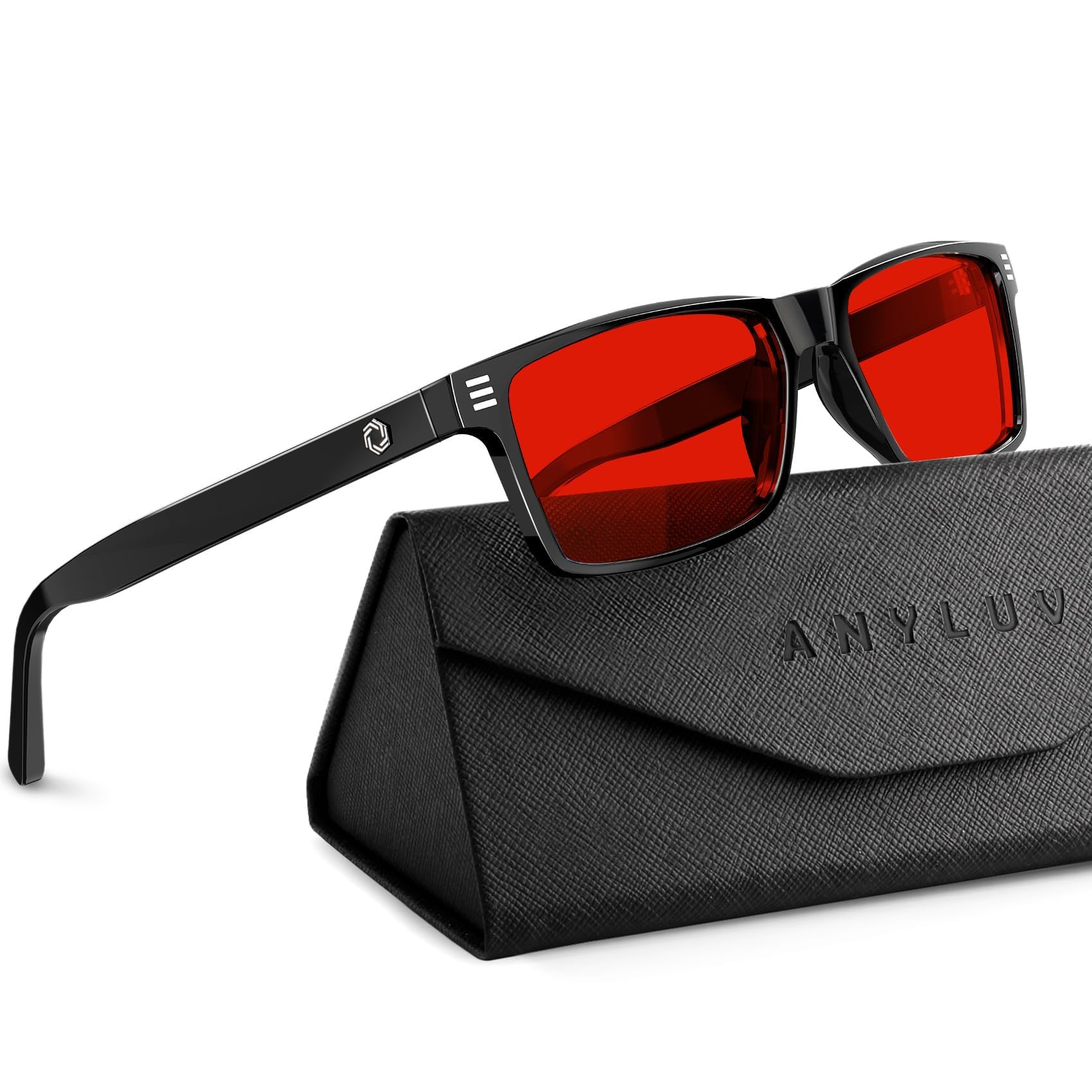 ANYLUV vista frontal de montura roja con diseño cómodo y moderno