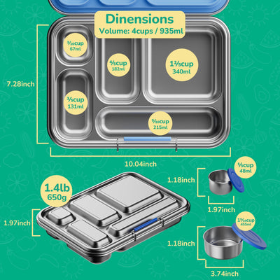 AOHEA caja con comida organizada en cinco compartimentos, mantiene porciones