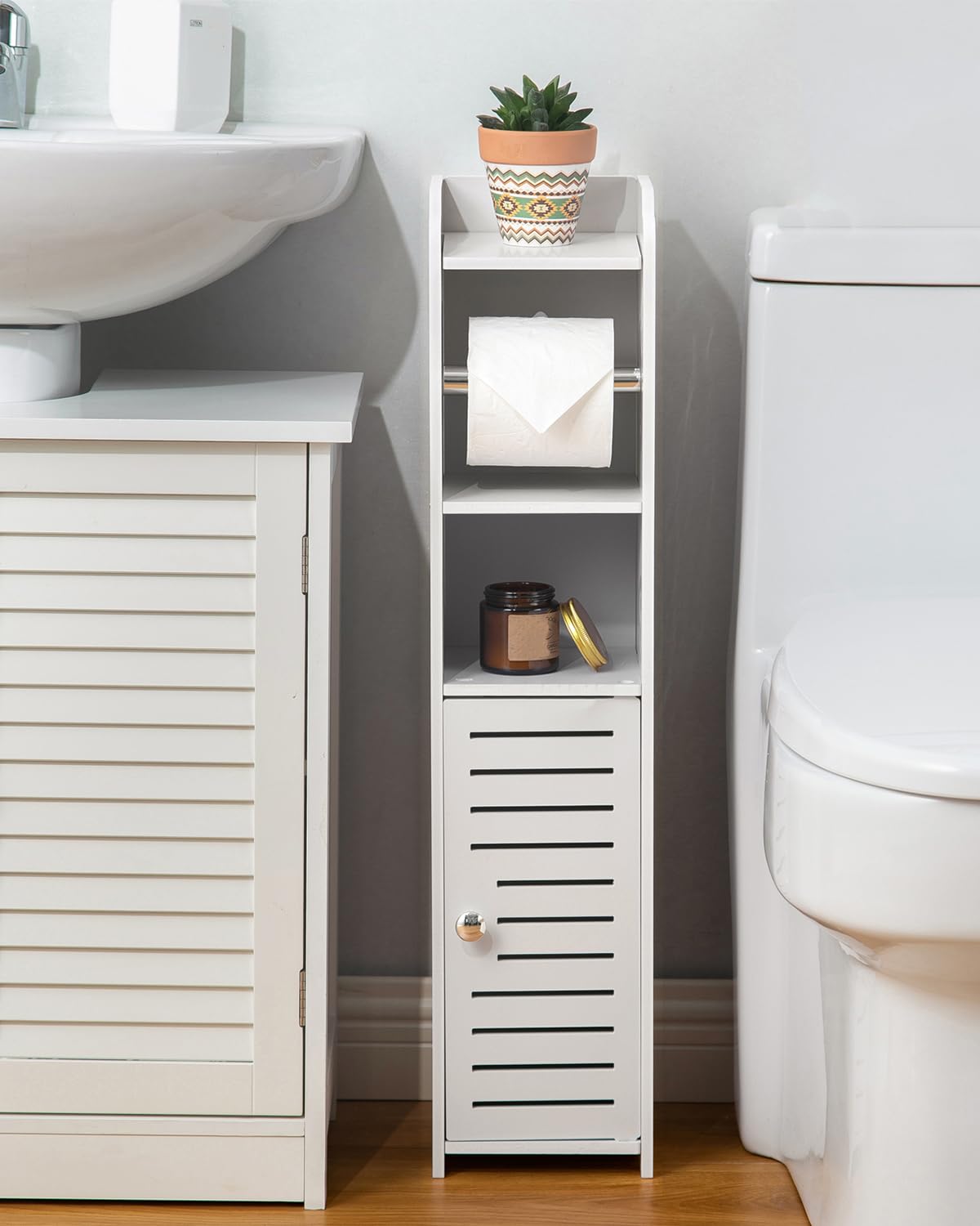 AOJEZOR top shelf holding a phone and soap demonstrating convenient placement and safety