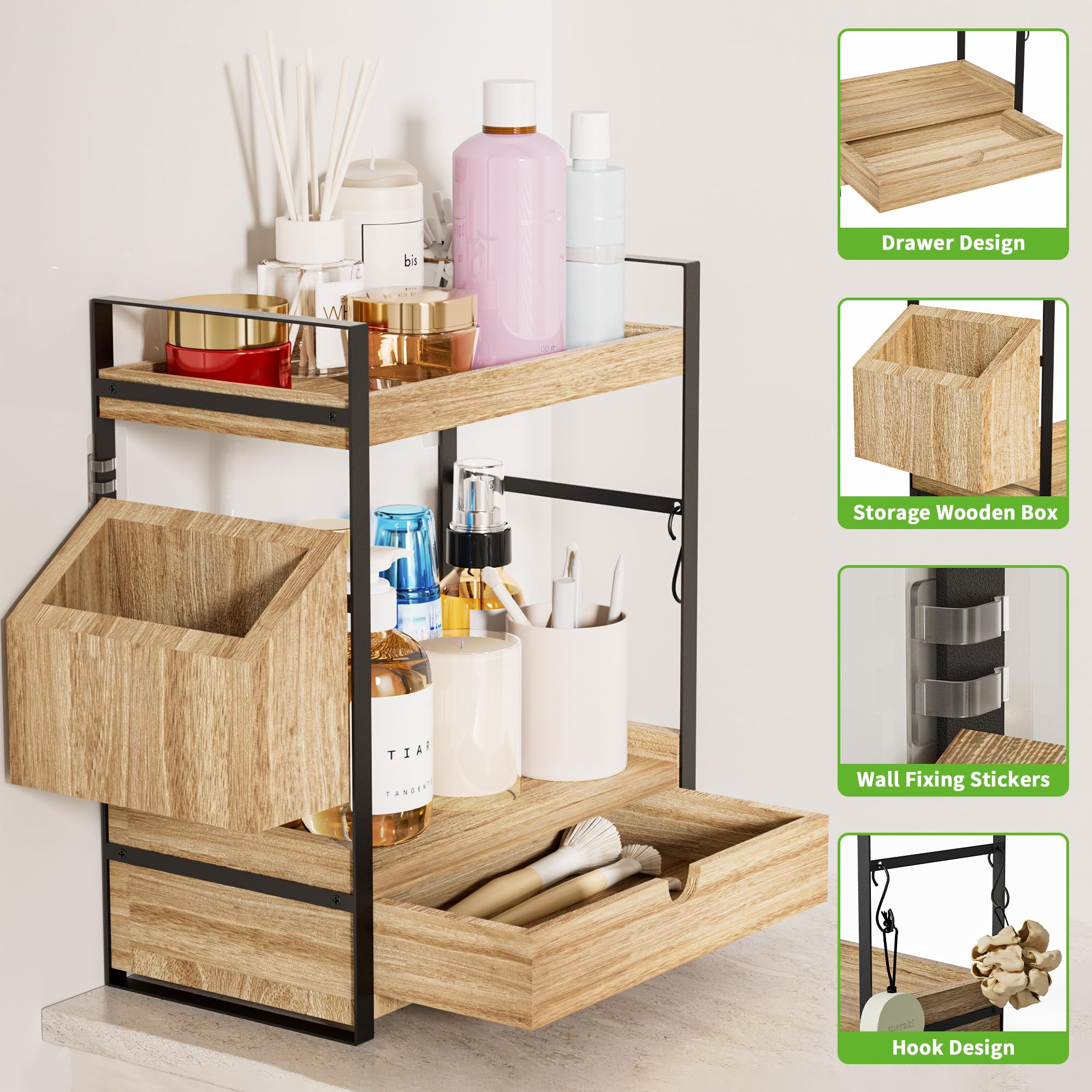 Aollewoiti estante colocado en baño mostrando estilo y ahorro de espacio