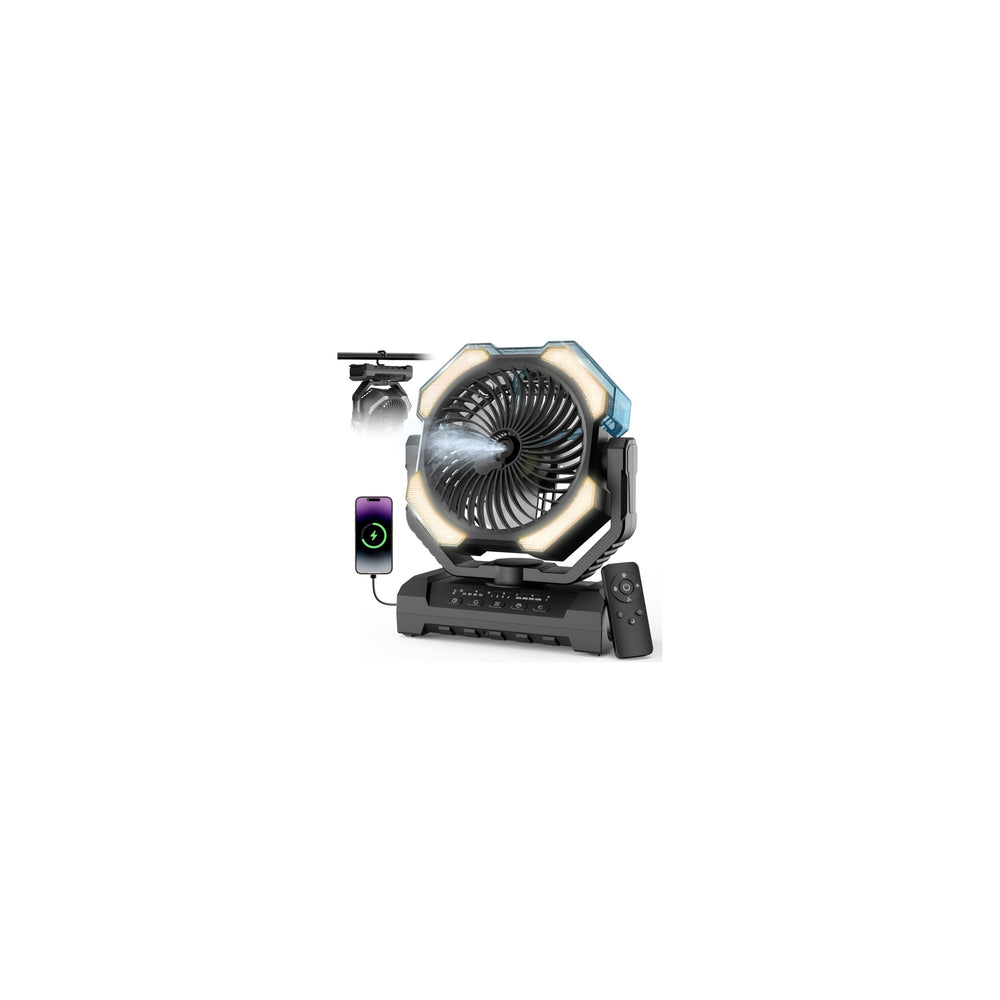 Aopircs front view of portable misting fan showing compact design and handle, for easy transport