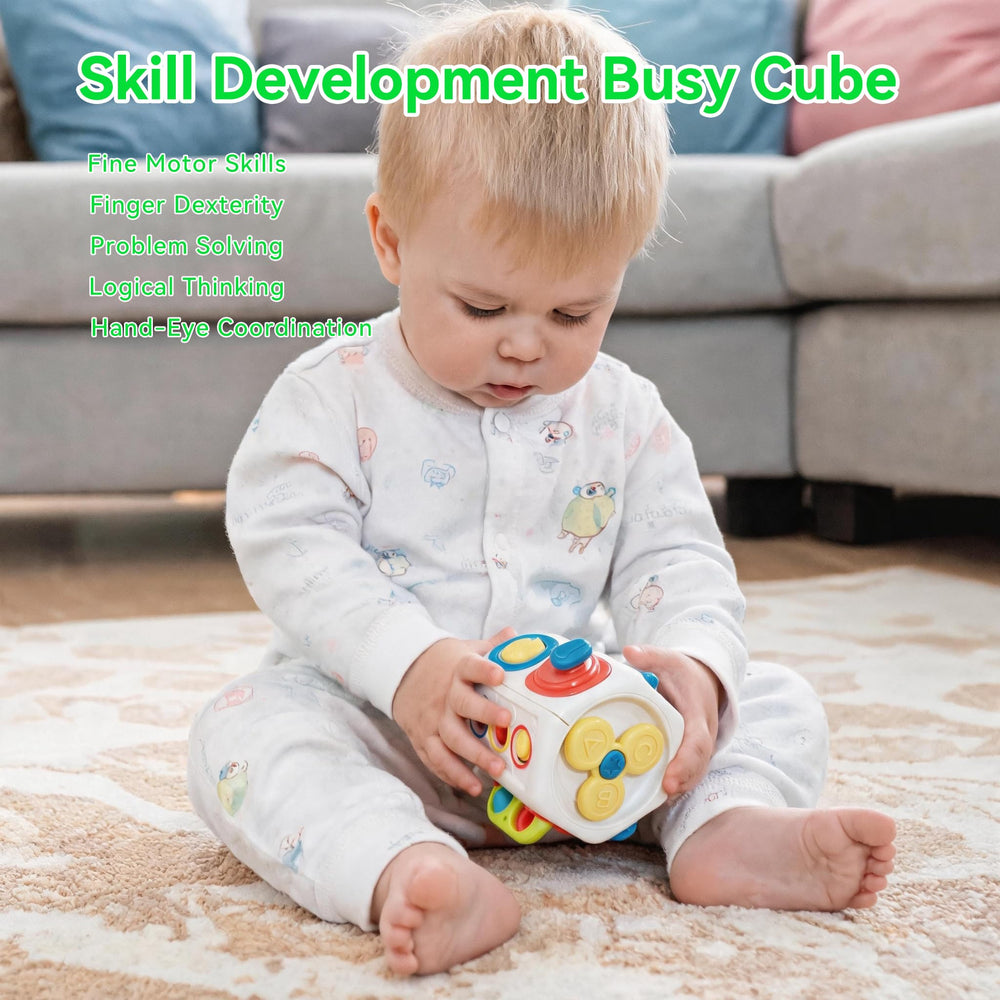 AotBlcer Busy Cube cerradura y botón que fomentan agarre preciso