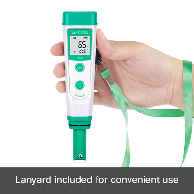 Apera PH20 with premixed buffers and AAA batteries for ready calibration