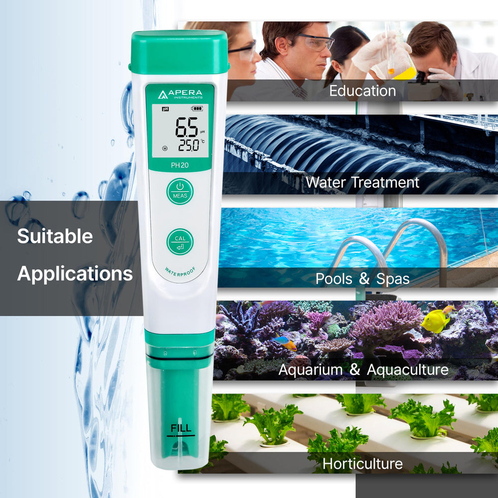 Apera PH20 measuring nutrient solution in hydroponics for accurate pH