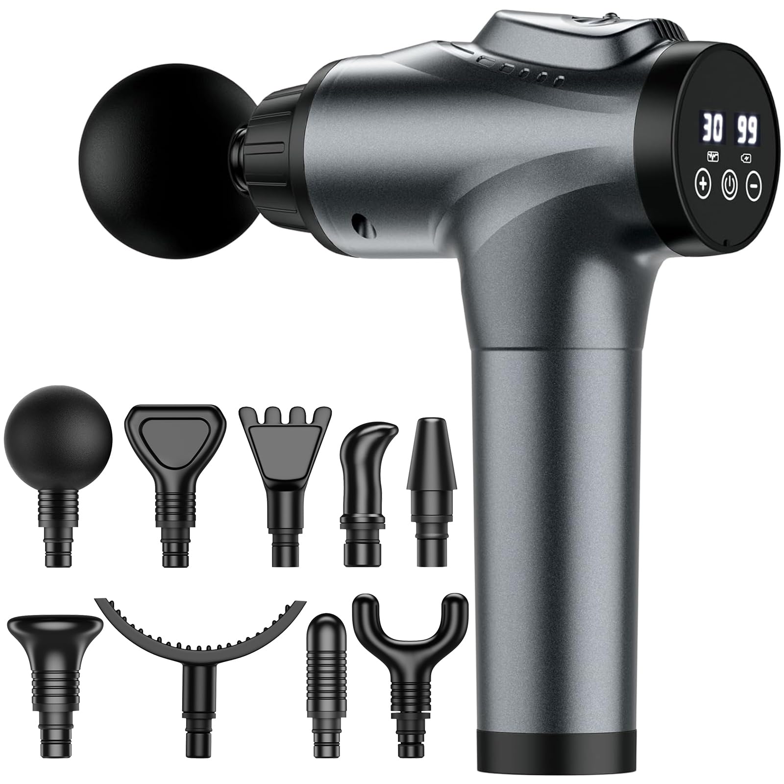 APHERMA pistola de masaje vista frontal mostrando diseño ergonómico y potencia