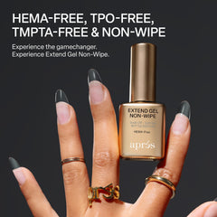 APRÉS etiqueta con ingredientes y ventaja de fórmula sin HEMA ni TPO