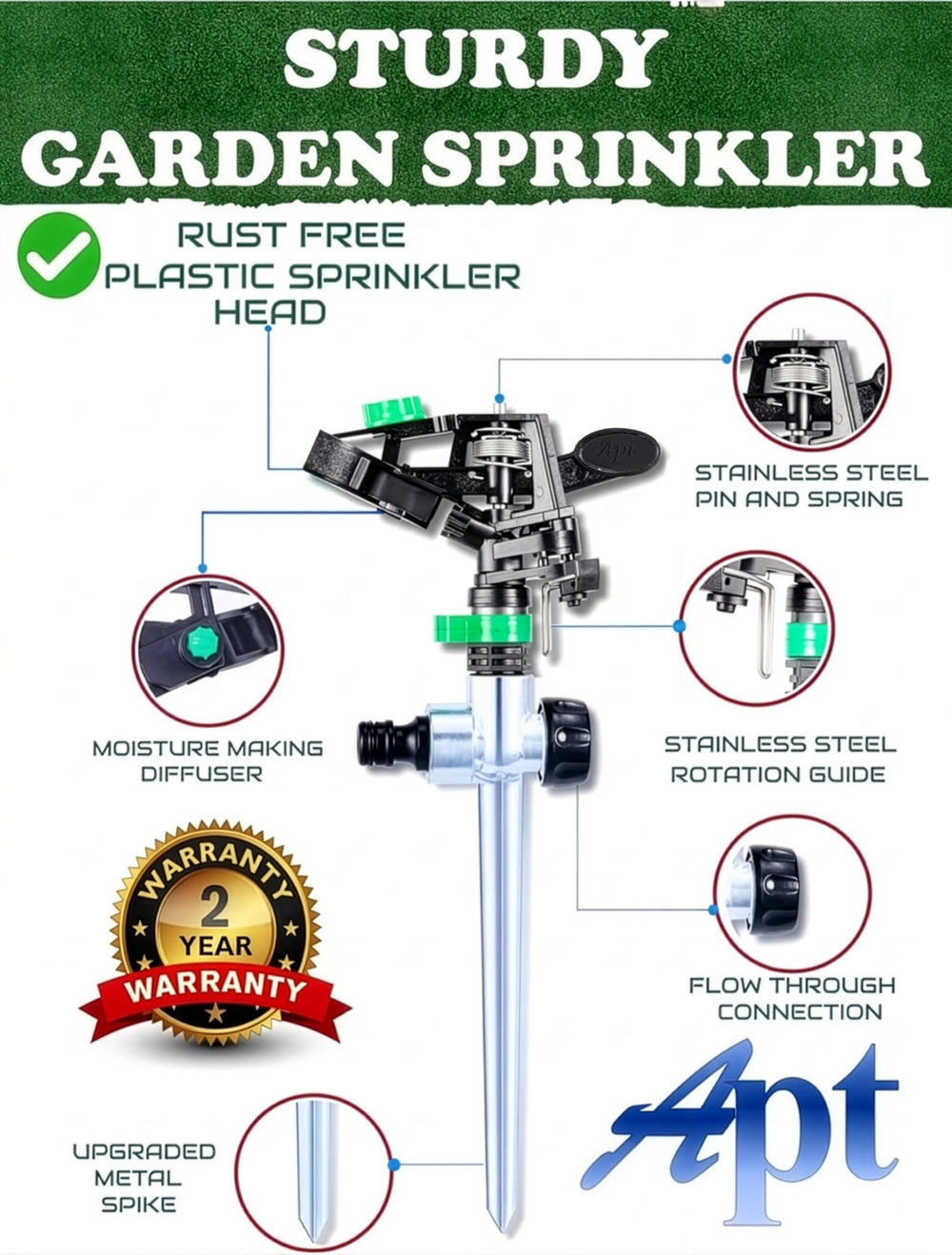 Apt aspersor conexiones y arandelas filtro de acero inoxidable sin fugas