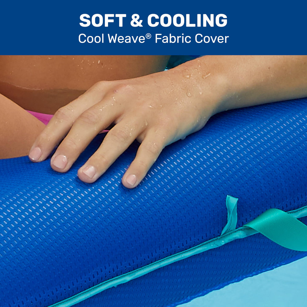 Aqua LEISURE lounge in water with backrest upright demonstrating ergonomic support