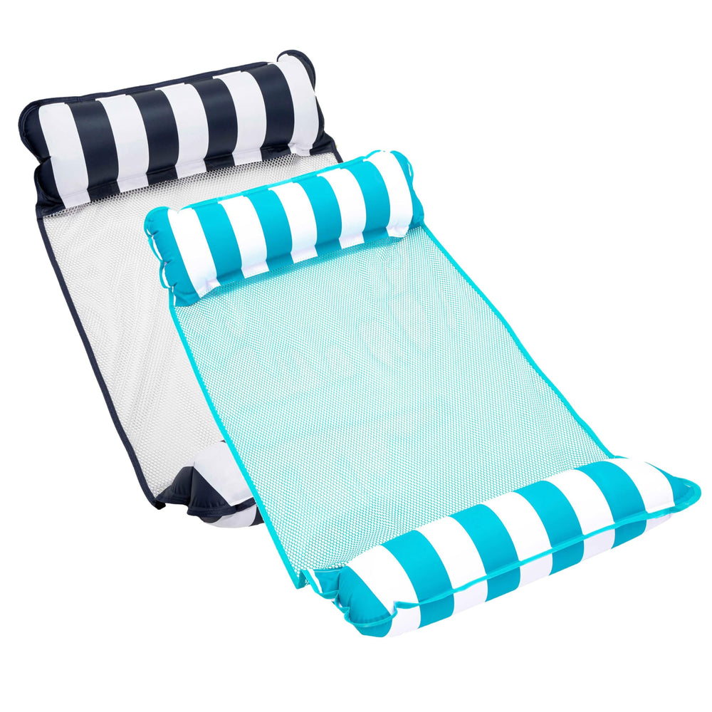 Aqua LEISURE vista frontal del pack de dos flotadores mostrando colores y formas, durable