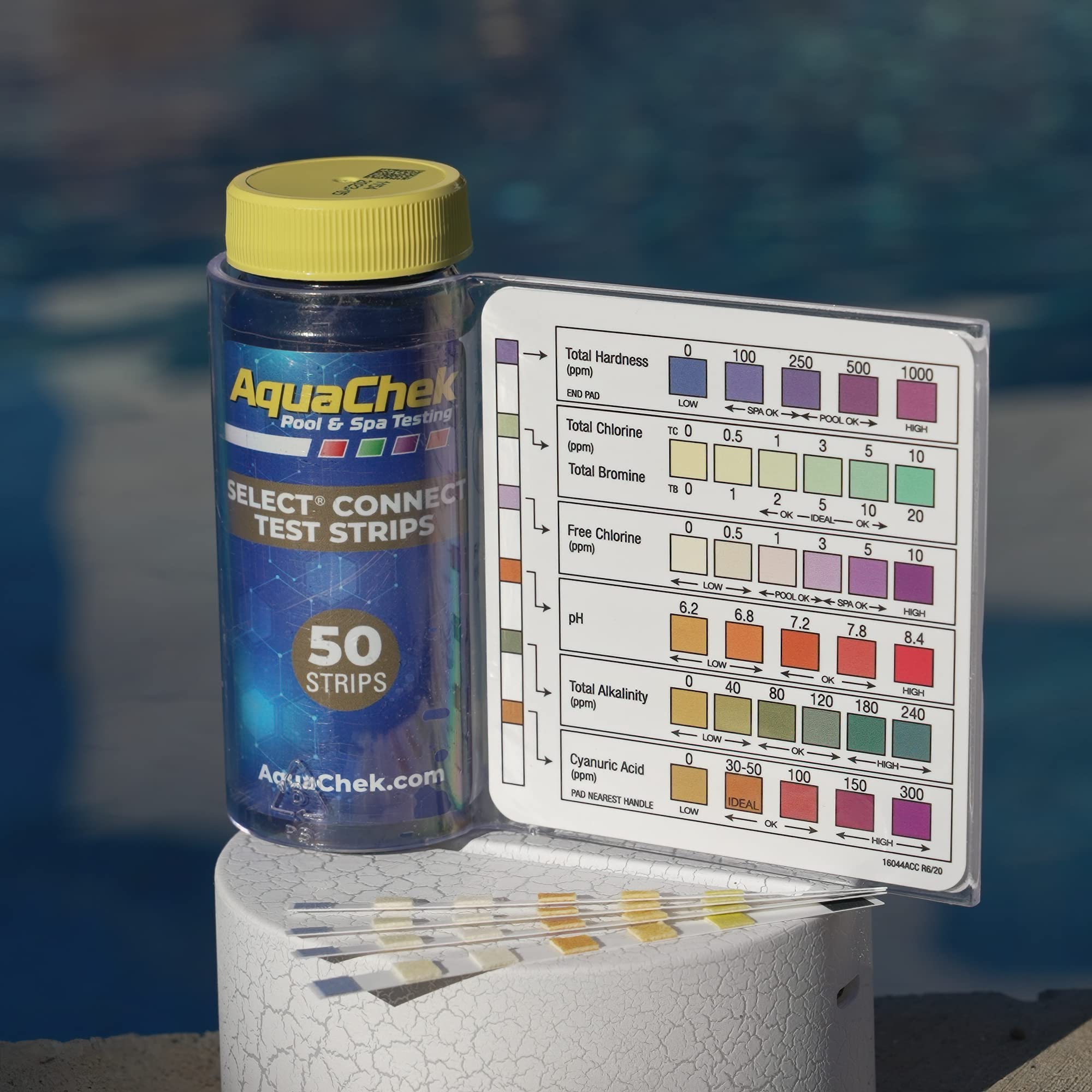 AquaChek detalle de los reactivos en la tira que asegura lecturas claras