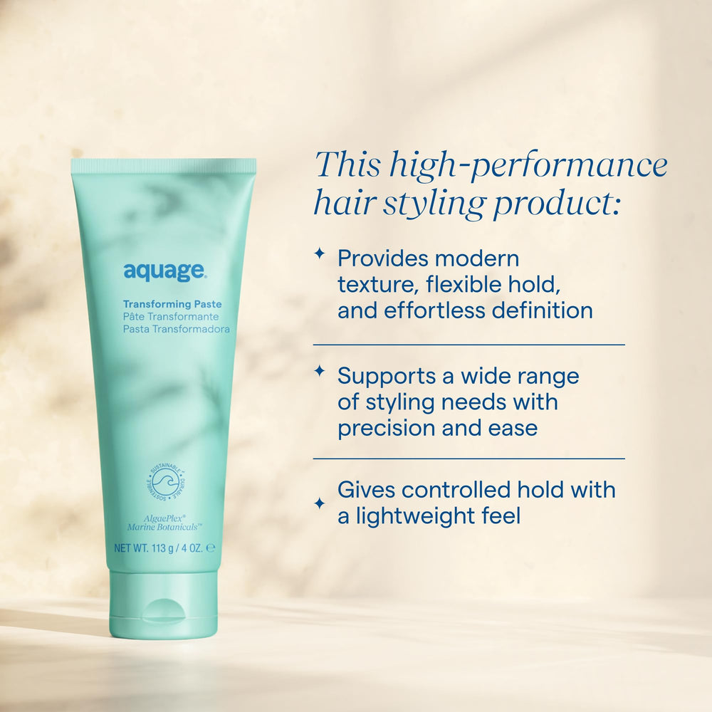 Aquage en uso con manos modelando un peinado corto y definición inmediata