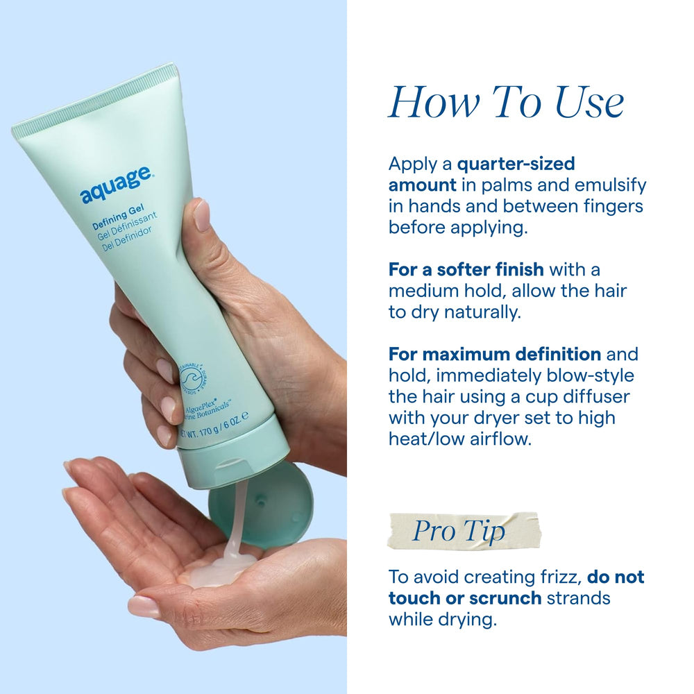 Aquage gel cabello con difusor creando rizos definidos y brillo duradero