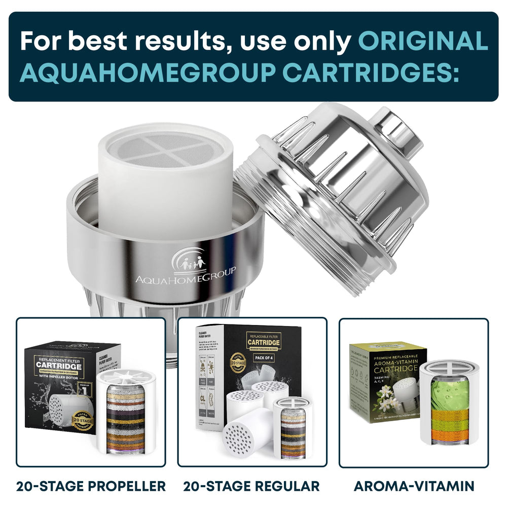 AquaHomeGroup etiqueta del producto con especificaciones y etapas de filtración claras