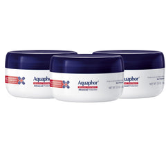 Aquaphor frente del multipack mostrando tres botes para uso doméstico y viaje