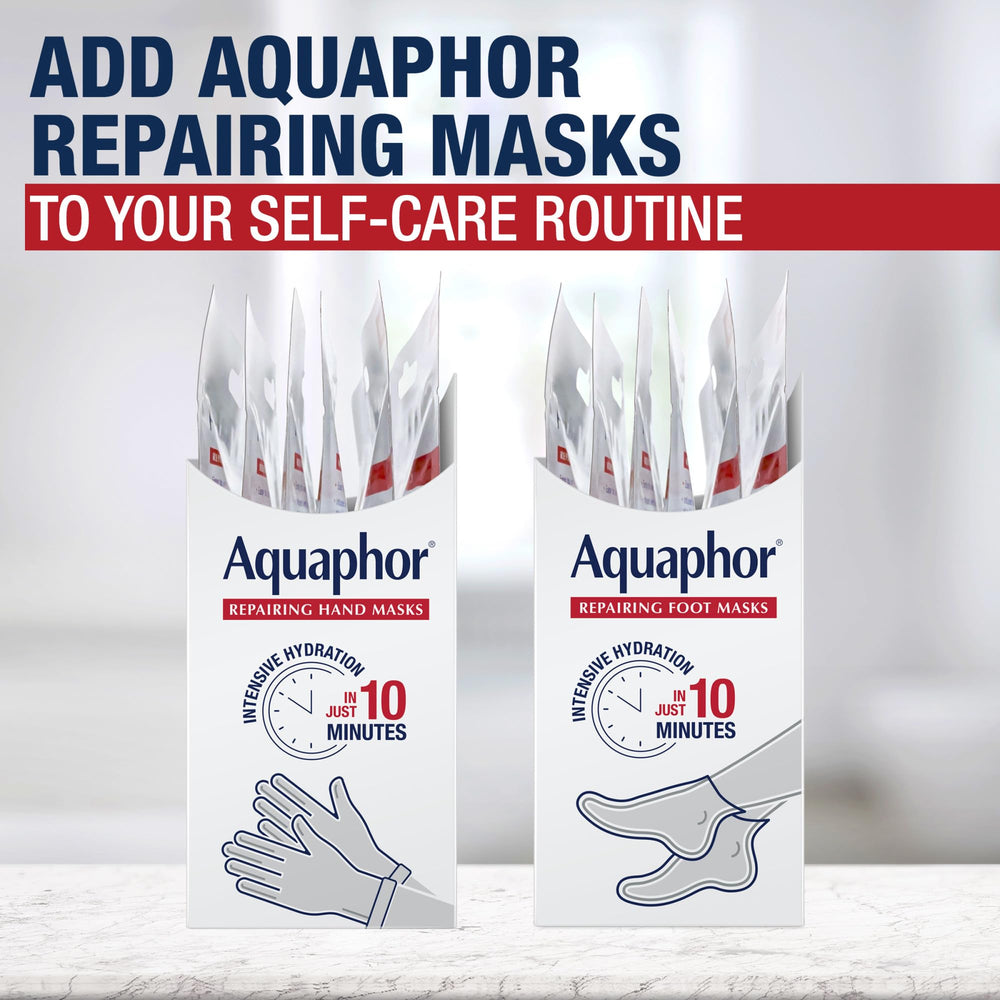 Aquaphor in-home spa scene showing relaxed self-care and restored hands