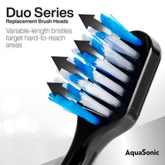 AquaSonic cabezal en uso sobre dientes que ilustra limpieza en zonas difíciles
