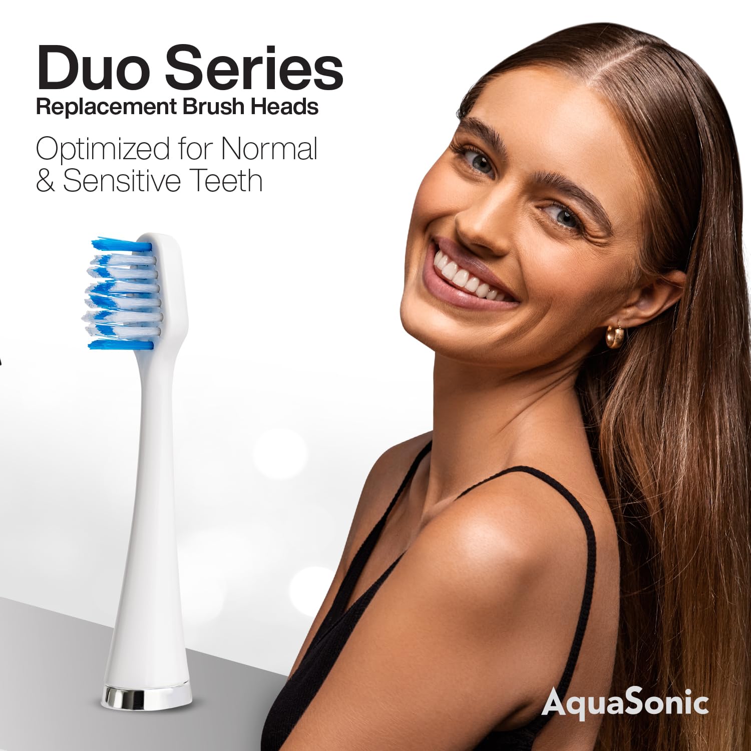 AquaSonic detalle de cerdas DuPont demostrando limpieza efectiva y duradera