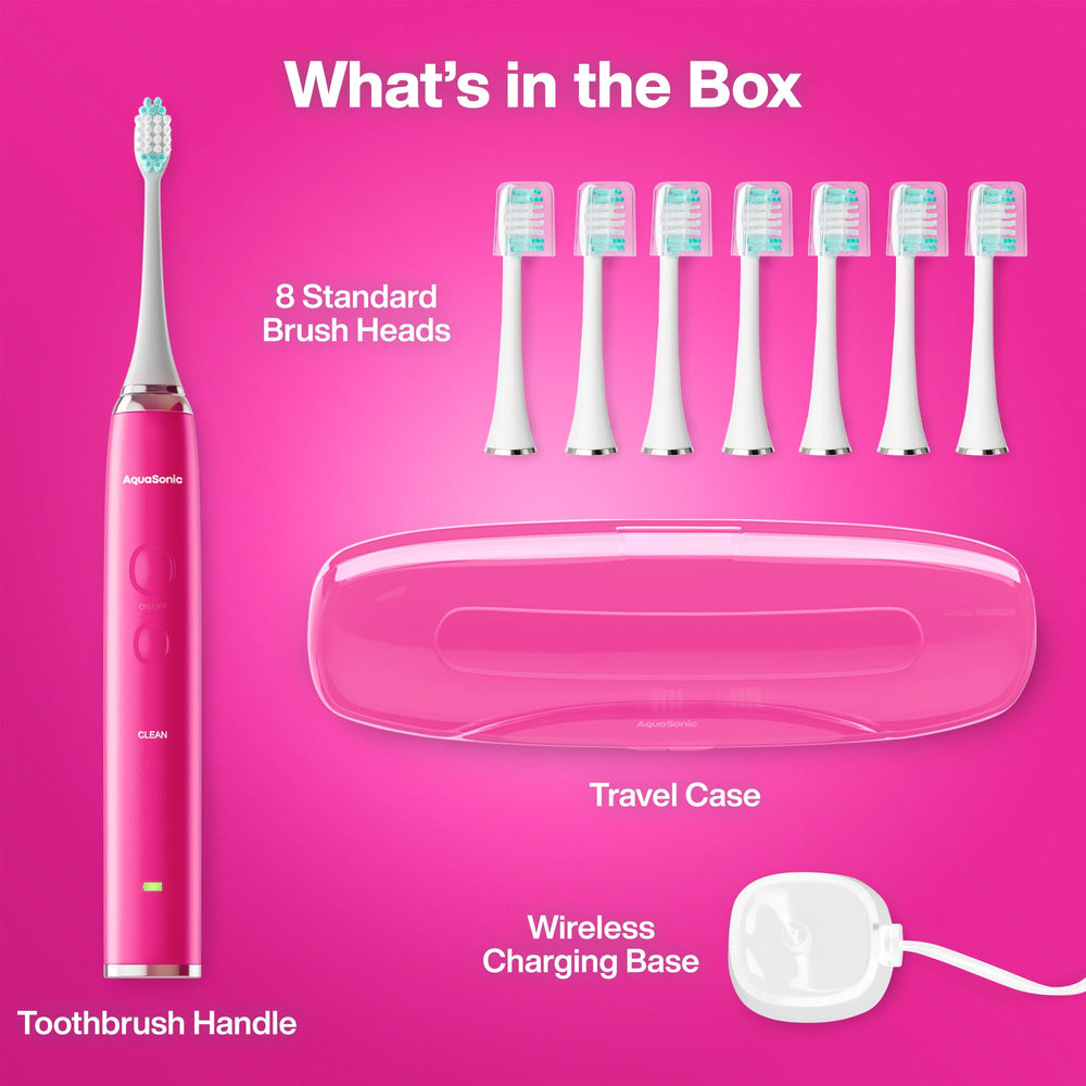 Aquasonic scale next to toothpaste showing compact size and easy storage advantage