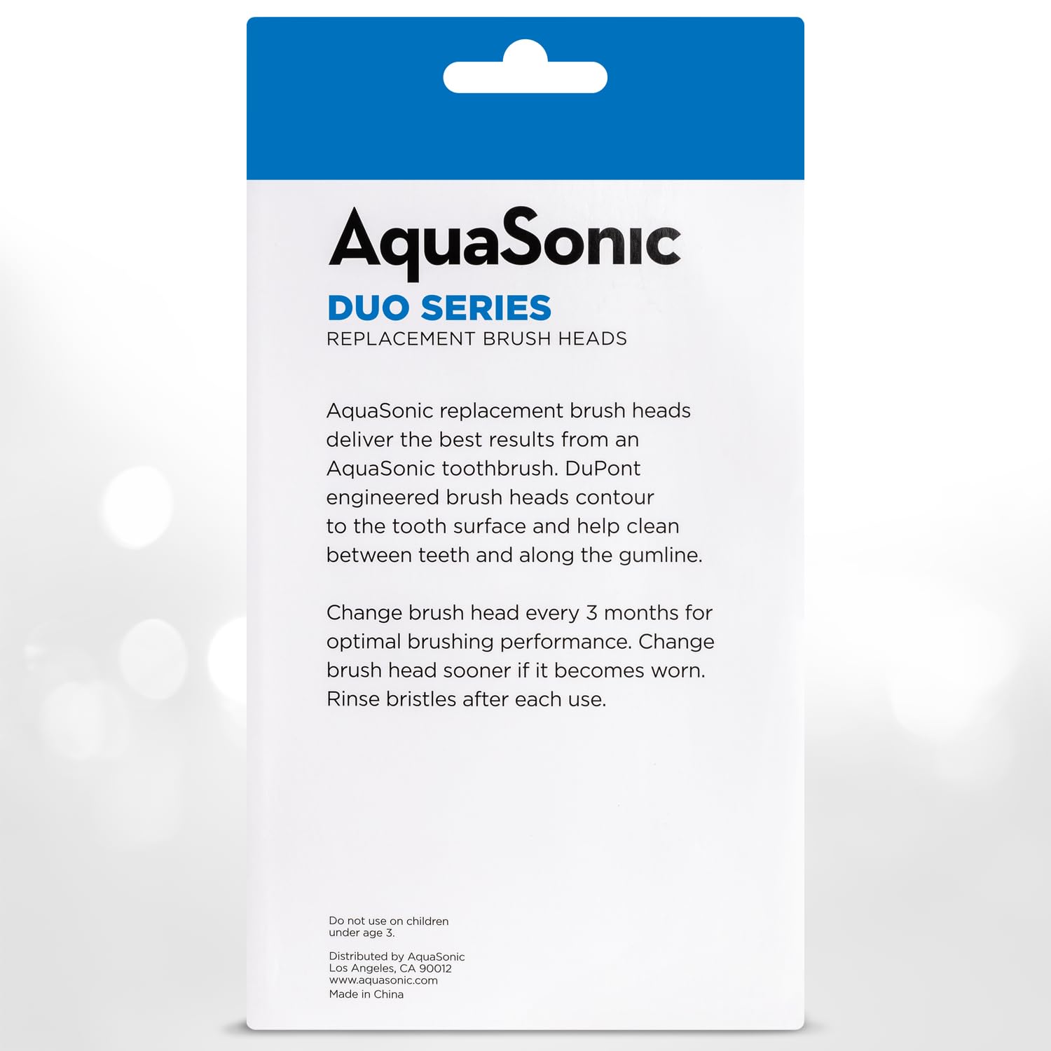 AquaSonic caja abierta con ocho unidades que destaca disponibilidad para reemplazos