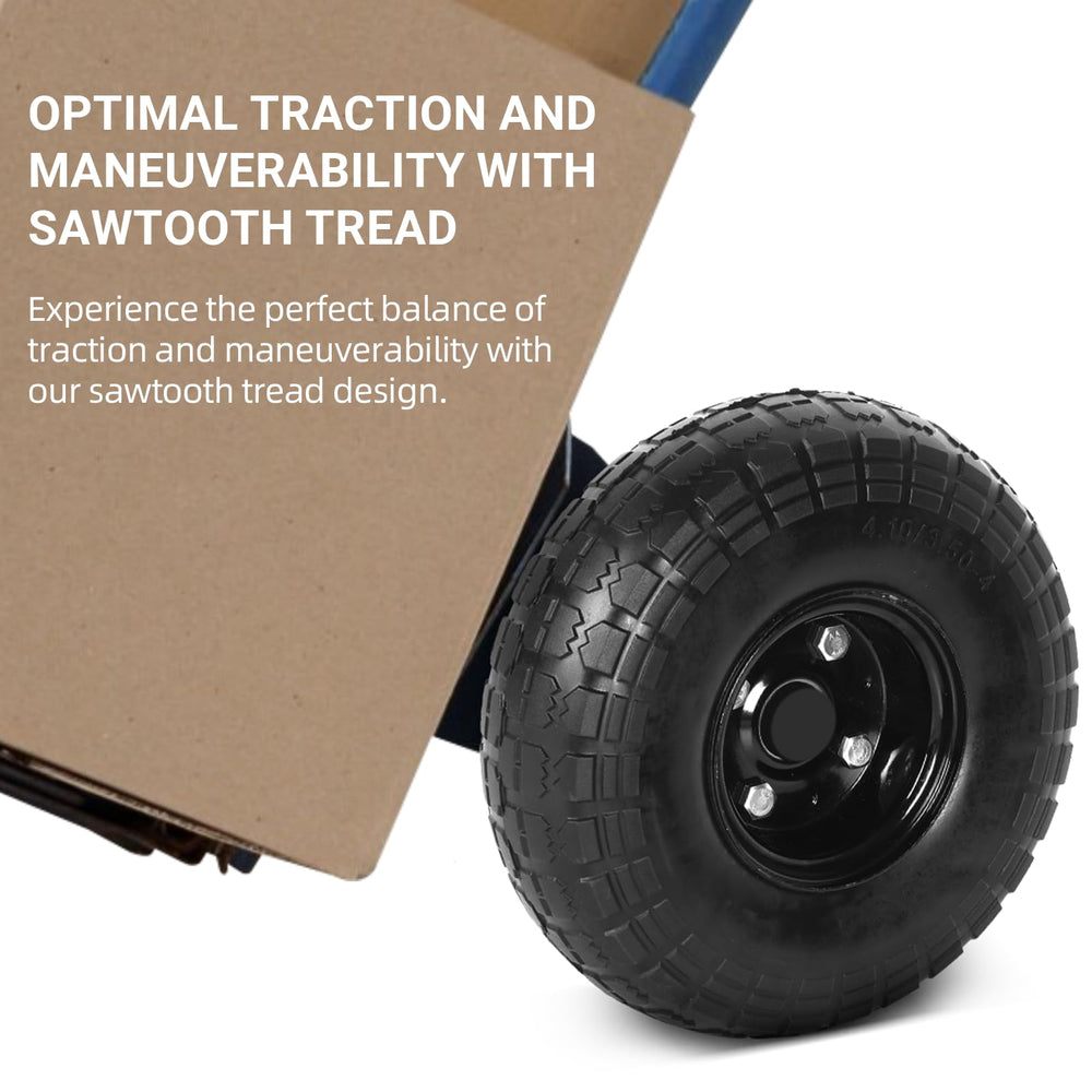 AR-PRO wheel installed on a hand truck demonstrating fast swap and reduced downtime