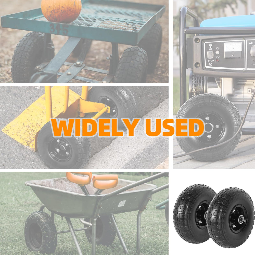 AR-PRO wheel on garden cart in yard conveying sturdy support and maintenance-free use