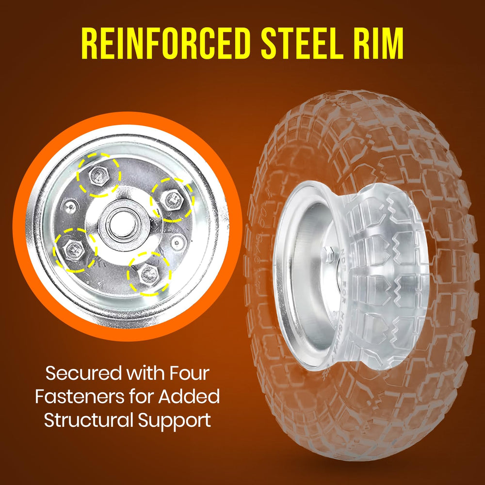 AR-PRO lifestyle shot at a worksite showing flat-free wheels improving productivity