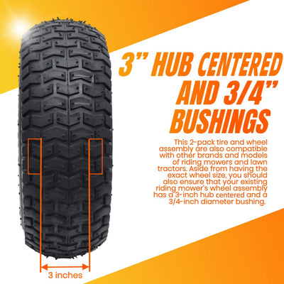 AR-PRO tire tread close-up showing turf-friendly pattern for lawn protection
