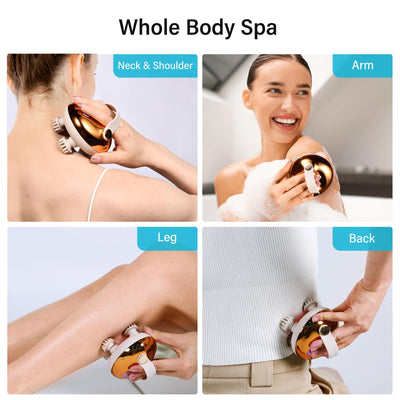 arboleaf rotating heads motion detail highlights 360-degree kneading action for relaxation
