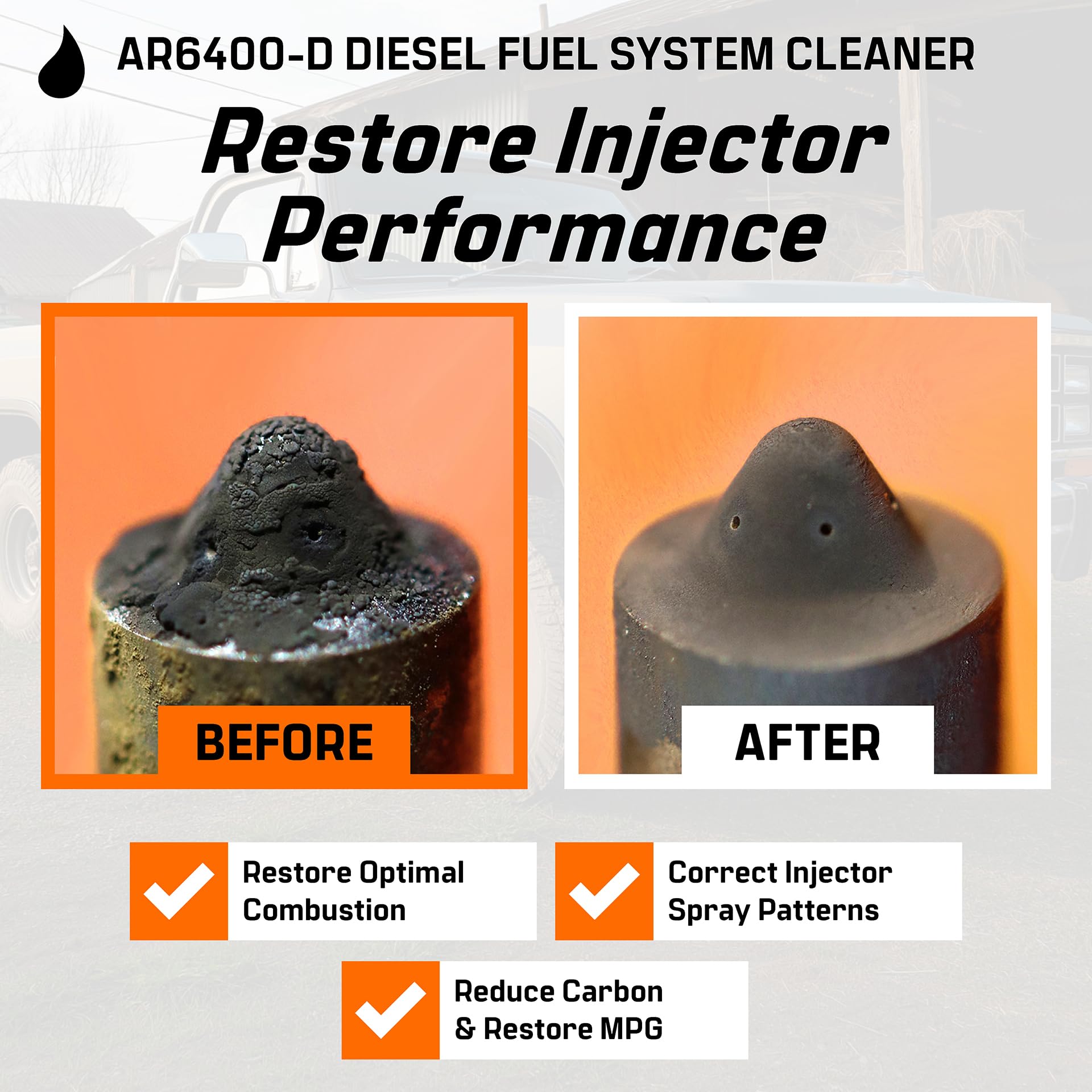Archoil AR6400-D being poured into fuel tank demonstrating easy use