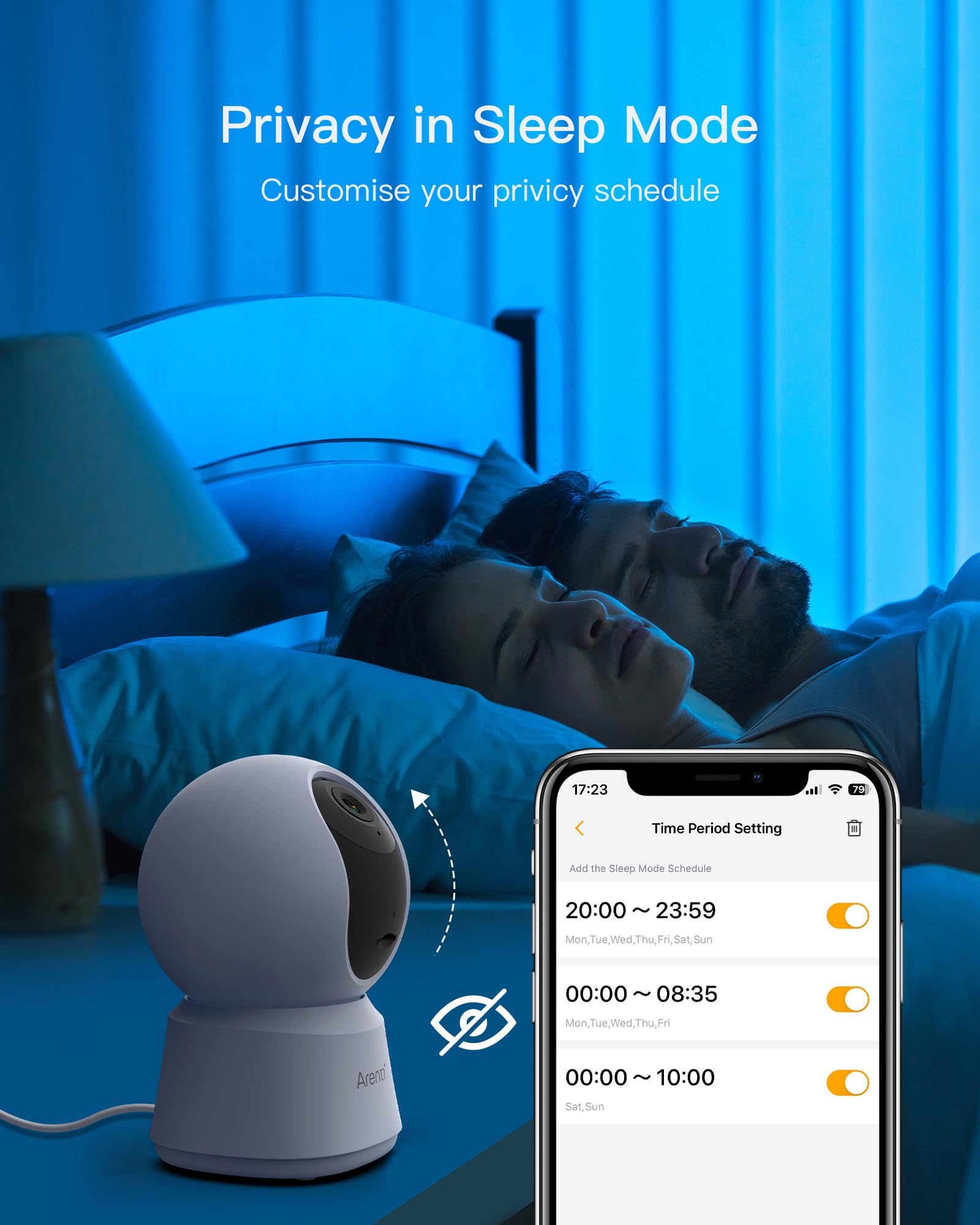 Arenti P2Q ilustración del modo privacidad para seguridad temporal
