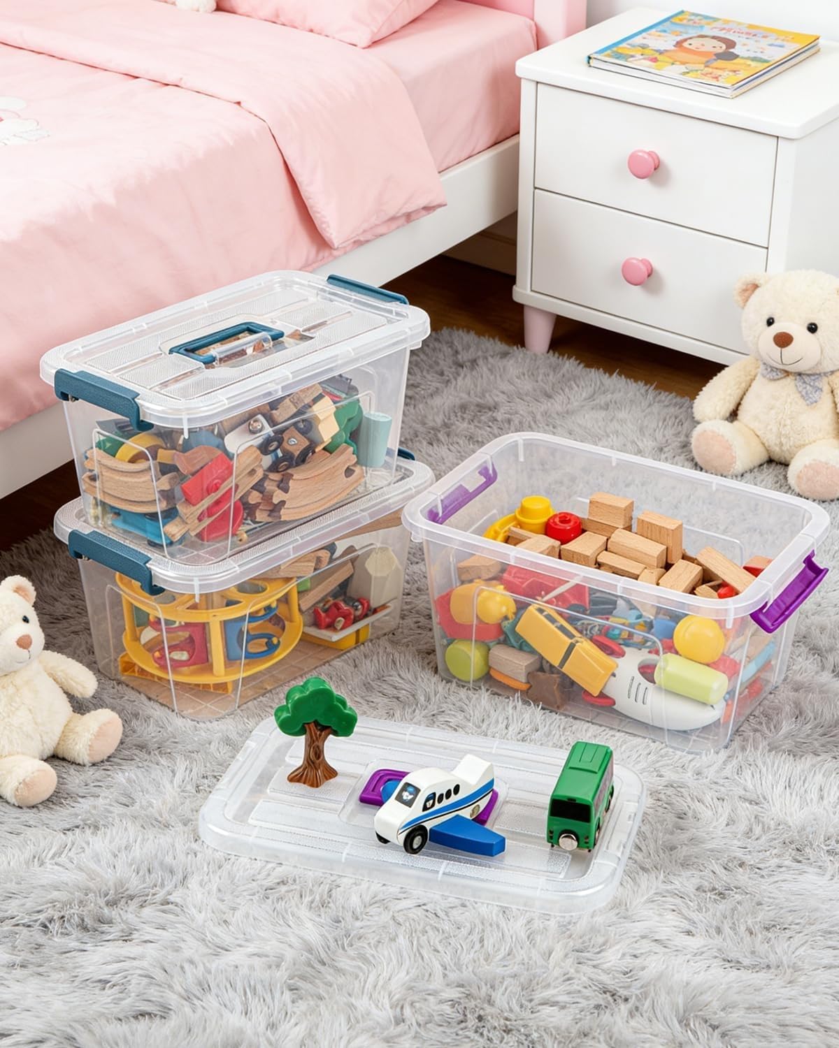 AREYZIN contenedor con LEGO ordenado para juegos y almacenamiento