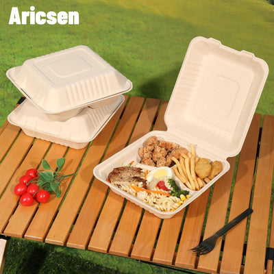 Aricsen containers on event table creating eco-friendly plated presentation