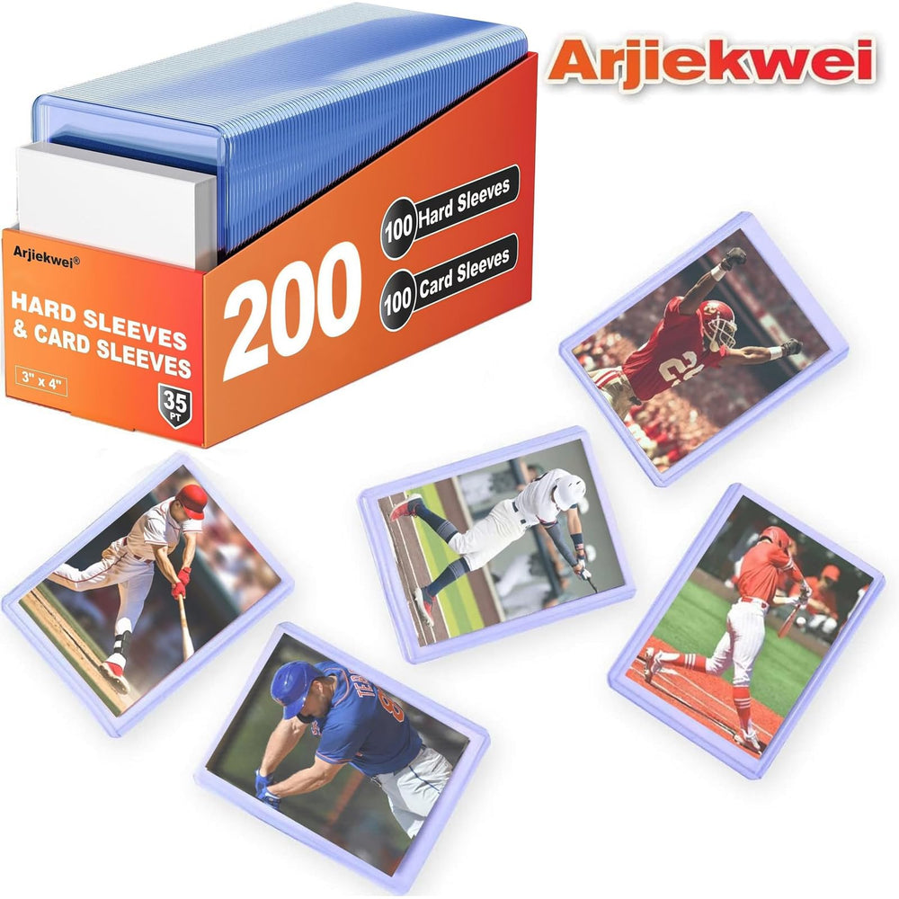 Arjiekwei lifestyle scene with stored cards showing organized, display-ready protection