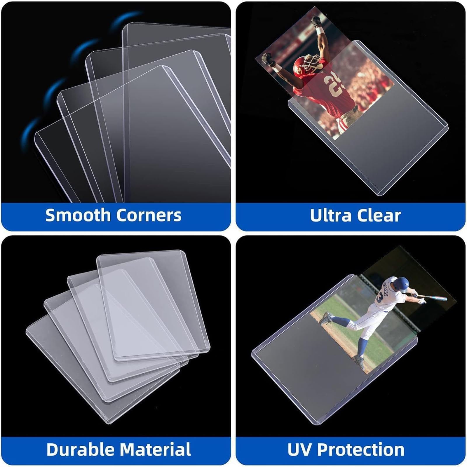 Arjiekwei sleeve in use with a baseball card illustrating bend protection for collectors