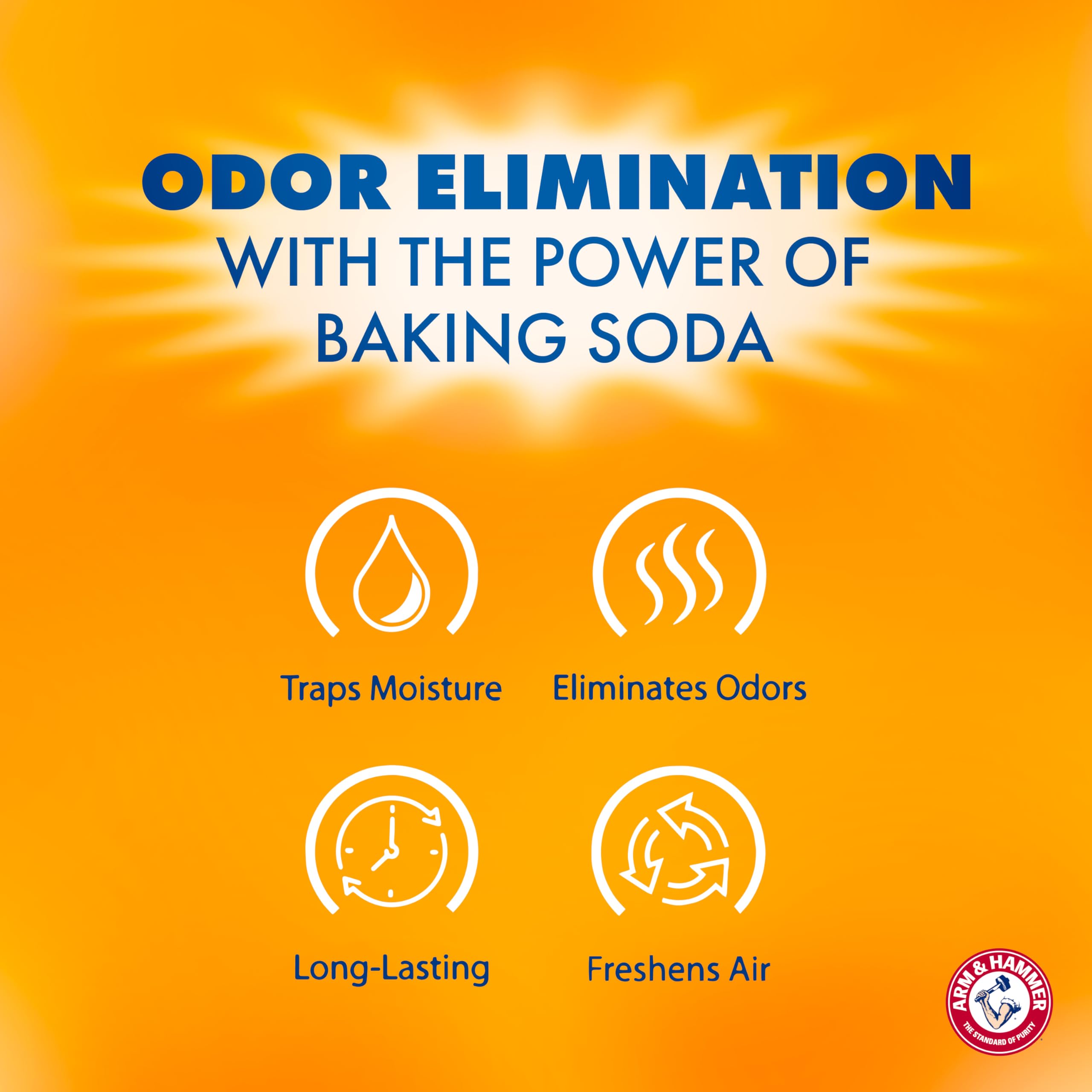 Arm & Hammer comparación de tamaño en mano para visualizar capacidad 14 oz