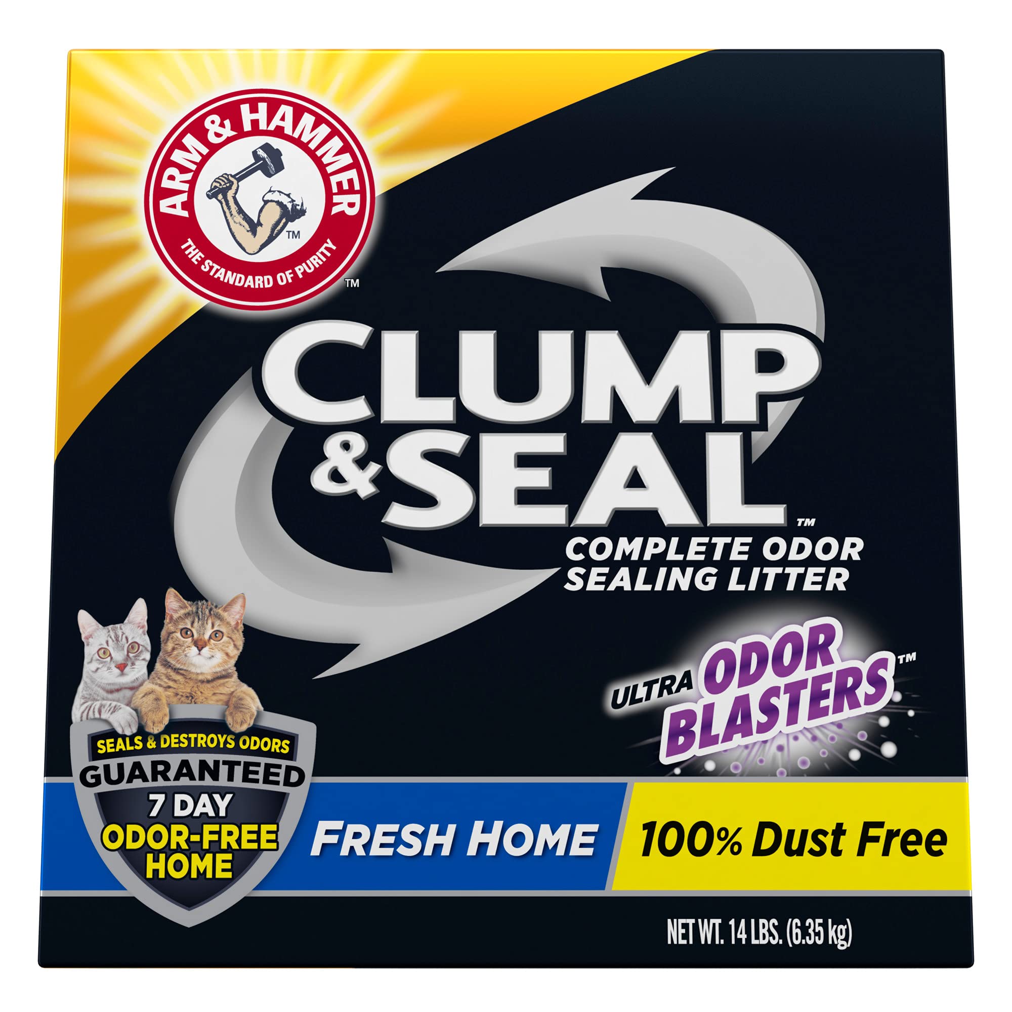 Arm & Hammer paquete frontal mostrando nombre y aroma Fresh Scent, eficacia visible