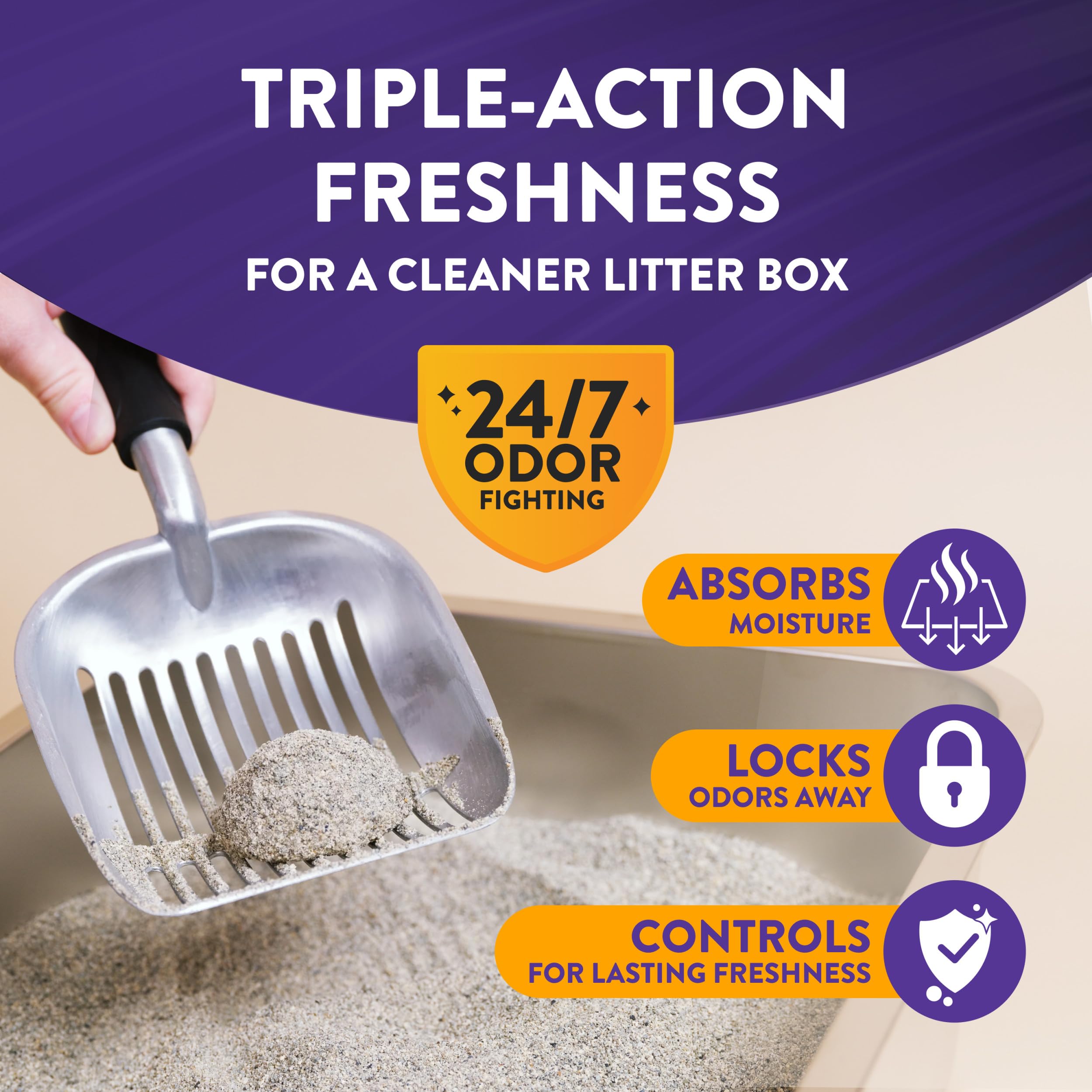 Arm & Hammer detalle de la bolsa que resalta ingredientes y beneficios