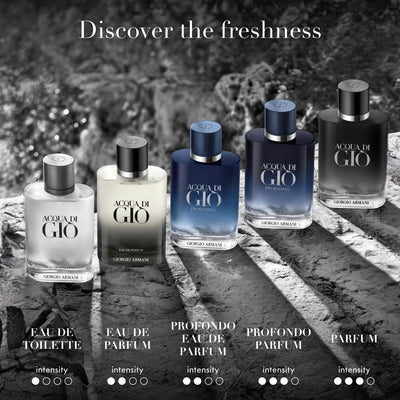 Armani Beauty frasco en ambiente costero transmitiendo la frescura mediterránea y vigor