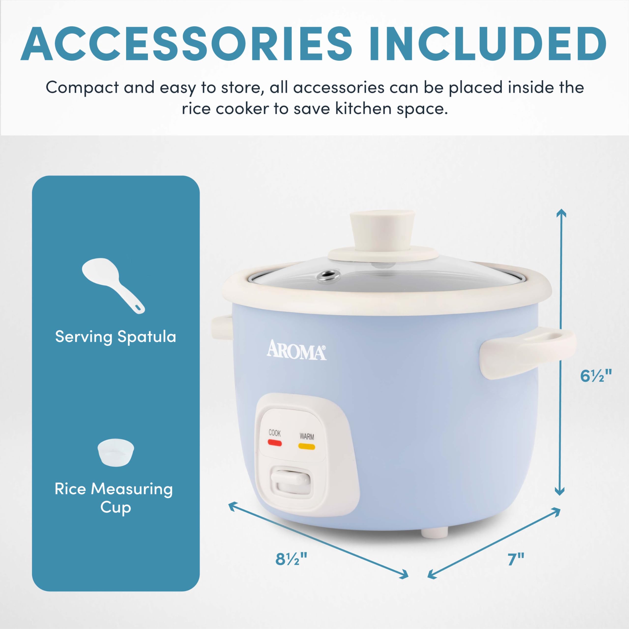 AROMA measuring cup and spatula included accessories for accurate portions and serving