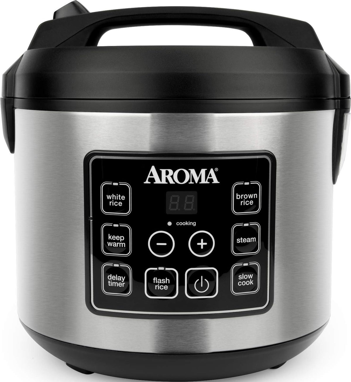 AROMA frontal con tapa mostrando diseño acero y ahorro de espacio