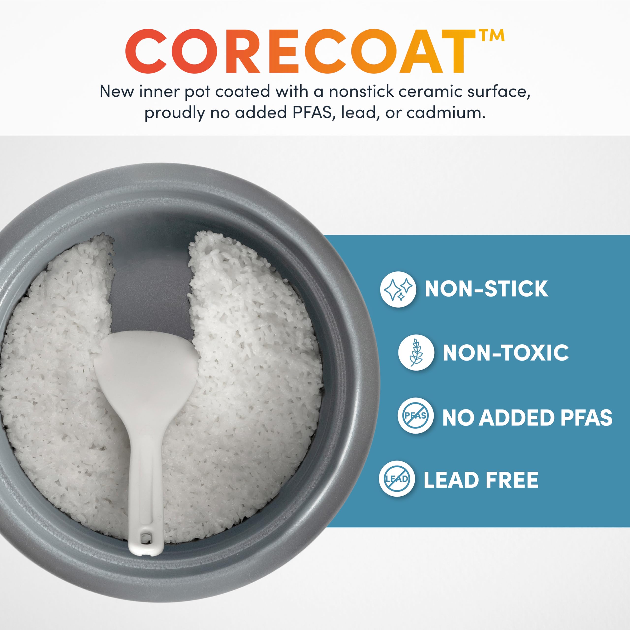 AROMA size comparison with bowls to show 16-cup cooked capacity for family meals